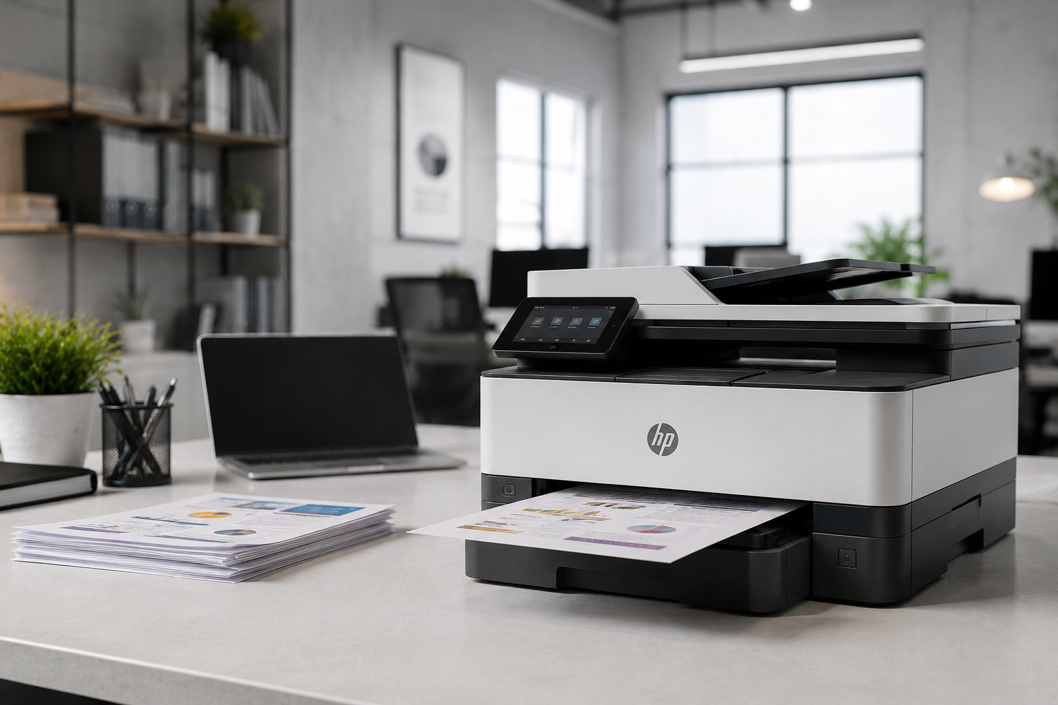 Imprimante multifonction HP en environnement de bureau