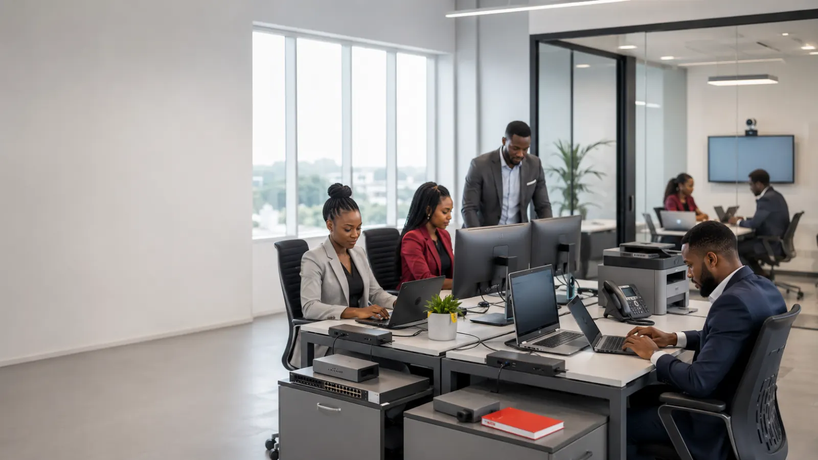 Entreprise camerounaise moderne équipée en informatique